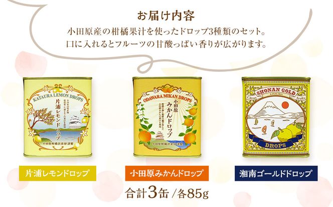 【小田原の柑橘果汁を使ったドロップ3種類セット】口に入れるとフルーツの香りが広がるドロップ。【 ドロップ 神奈川県 小田原市 】 142069_CW056