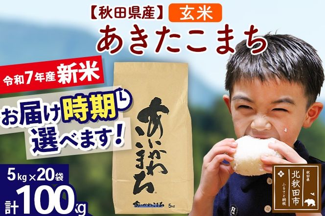 ※令和7年産 新米※秋田県産 あきたこまち 100kg【玄米】(5kg小分け袋) 【1回のみお届け】2025年産 お届け時期選べる お米 藤岡農産|foap-21701