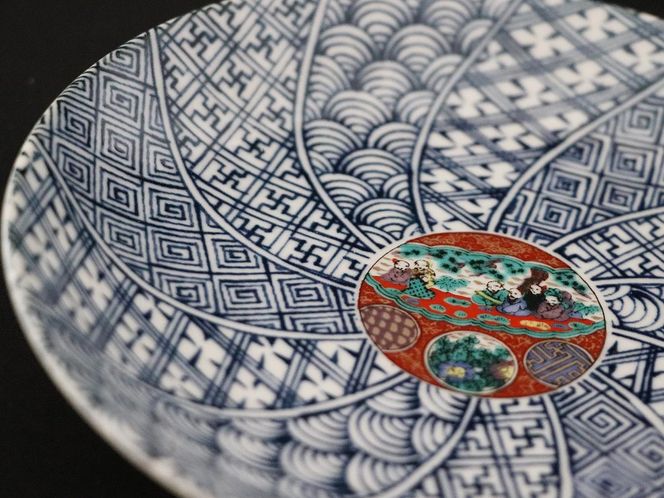 九谷焼　5.2号皿揃　時代画 （5枚セット）a01 食器 キッチン雑貨 キッチンアイテム 雑貨 小物 お皿 丸皿 食卓 テーブルコーディネート 