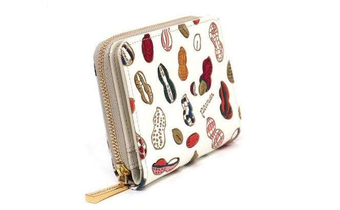 【文庫屋大関】二つ折りファスナーミニ財布 ピーナッツ【皮革工芸品】財布 二つ折り 小物 お札 カード 小銭 コンパクト 牛革 手作り 日本製 墨田区 東京都