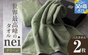 030D049f 【父の日】世界最高峰のタオルneiバスタオル ２枚組（グリーン）