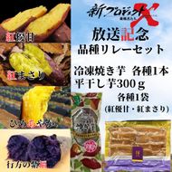 【新プロジェクトX放送～行方かんしょ～】 JAなめがたしおさい「品種リレー」セット（冷凍焼き芋4種・平干し芋300ｇ各種1袋セット）|茨城県 行方市 ふるさと納税 冷凍焼き芋 やきいも 平干し芋 ほしいも 紅はるか 紅優甘 紅まさり ひめあやか 紫福（AE-159）
