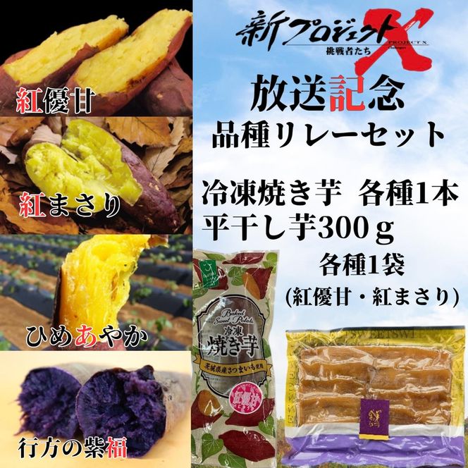 【新プロジェクトX放送～行方かんしょ～】 JAなめがたしおさい「品種リレー」セット（冷凍焼き芋4種・平干し芋300ｇ各種1袋セット）|茨城県 行方市 ふるさと納税 冷凍焼き芋 やきいも 平干し芋 ほしいも 紅はるか 紅優甘 紅まさり ひめあやか 紫福（AE-159）