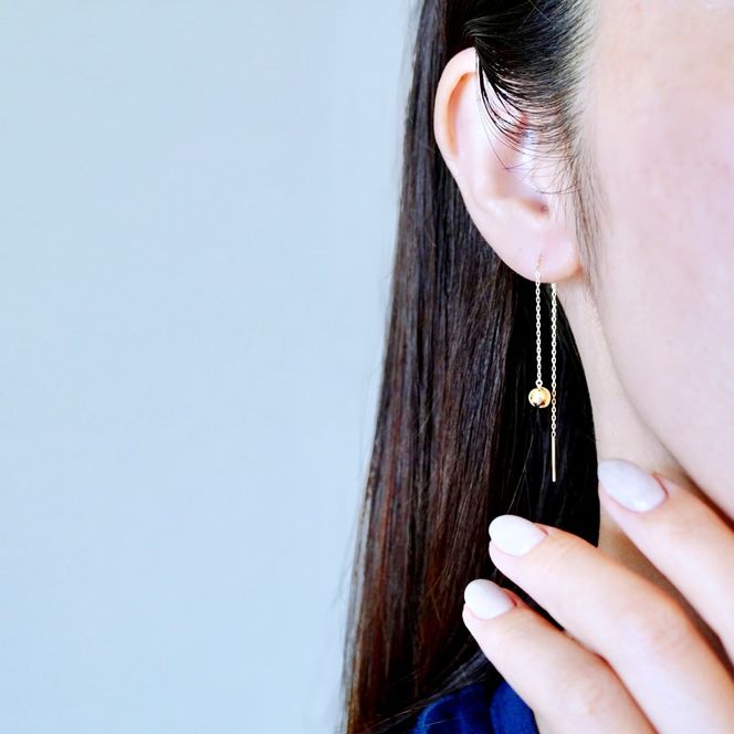 K18(18金) イエローゴールド 地金 ボール チェーン ピアス シンプル 保証書付 KO-0073 242-033-a