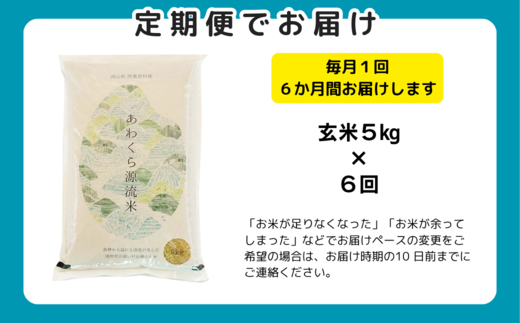 【6回定期便】玄米 5kg 令和6年産 コシヒカリ 岡山 あわくら源流米 K-ab-CDCA