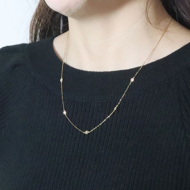 K18　0.55ct　ダイヤモンドステーションネックレス　BQ-200