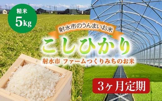 【3ヶ月定期便】【射水市】【射水の美味しいお米】ファームつくりみちのお米 作道米 R7年度産こしひかり5kg【精米】※離島への配送不可