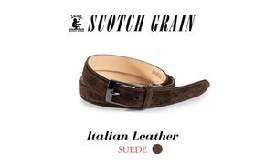 スコッチグレイン イタリアンレザーベルト スエードダークブラウン メンズ 本革 ビジネス 送料無料 父の日 ギフト