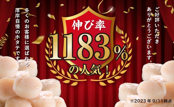 北海道 訳あり 冷凍 帆立 貝柱 1.1kg ホタテ 海鮮 ほたて 玉冷 お得 厚岸 