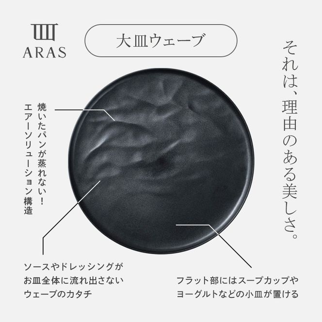 ARAS 大皿ウェーブ 2枚セット【カラー：グレー&グリーングレー】27cm 大皿 プレート 割れない 保証付き ARAS エイラス 色が選べる 皿 食器 うつわ 贈り物 ギフト 3万円 30000円 F6P-2594