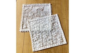 白いタオルレースハンカチ２枚組 民芸品 工芸品 小物 雑貨 ファッション 刺繍 