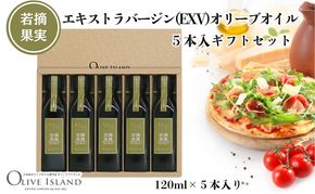 【 小豆島 】若摘果実エキストラバージン(EXV)オリーブオイル5本入ギフトセット(120ml×5本) オリーブオイル エクストラバージン 小豆島 調味料 オイル セット