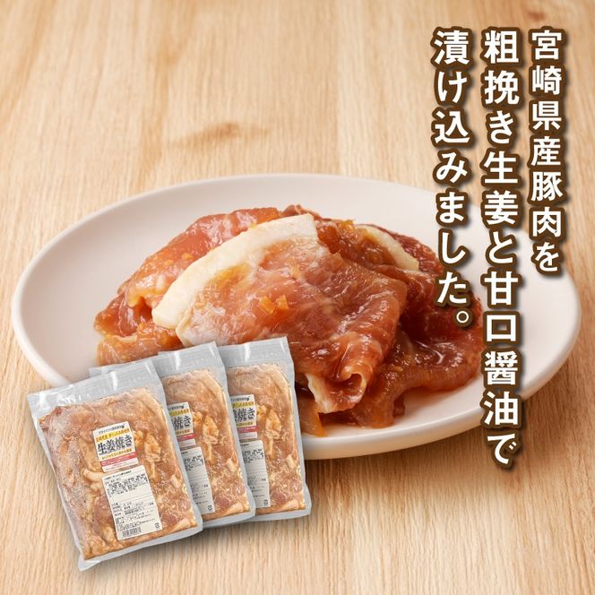 簡単調理　宮崎県産豚肉の生姜焼き 1kg×3 K16_0153