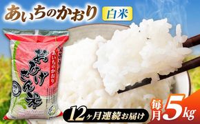 【12回定期便】あいちのかおり 白米 5kg×12か月 / 脇野コンバイン[AECP006]