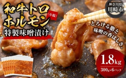 トロホルモン 味噌漬け 1.8kg ( 300g × 6 ) プリプリ 小分け 使いやすい 味付き 調理便利 野菜炒め ホルモン炒め 訳あり 不揃い 和牛 小腸 冷凍 配送時期が選べる 個包装 冷凍保存 アウトドア キャンプ おすすめ 人気