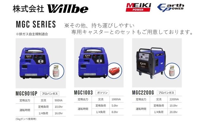 ポータブルガス発電機 MGC901GBA11 カセットボンベ燃料