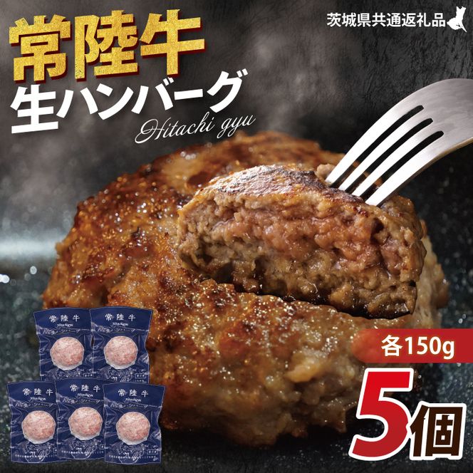 【常陸牛】生ハンバーグ 150g×5個 茨城県共通返礼品｜茨城県 大子町 牛肉 国産 ブランド牛 黒毛和牛 惣菜 おかず 贈り物 ギフト （DJ001）