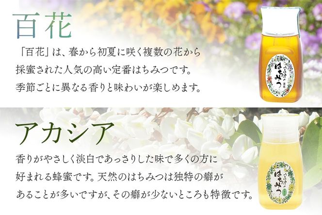 はちみつ 使いやすいプラ容器入り 非加熱生はちみつ 百花 アカシア 300g 各1本 純粋生はちみつ  404