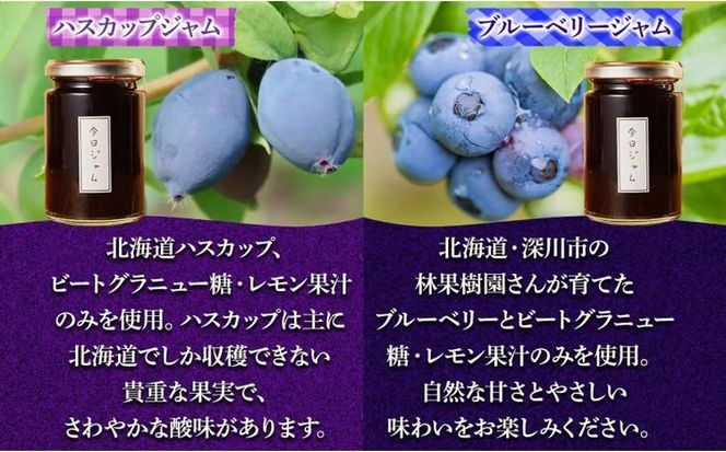 今日ジャム2種セットA 各1個 ハスカップ  ブルーベリー | 無添加 北海道産 ギフト 朝食 パン トースト ヨーグルト 詰め合わせ 食べ比べ ご褒美 手作り デザート 送料無料 北海道 滝川市