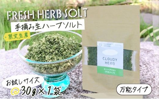 限定生産！手摘み生ハーブソルト お試しパック 万能タイプ（30g×1袋）