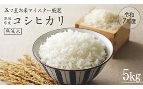 《 令和7年産 》 茨城県産 無洗米 コシヒカリ ( 5kg × 1袋 )  期間限定 こしひかり 米 コメ こめ 五ツ星 高品質 白米 精米 時短 単一米 [AC035us]