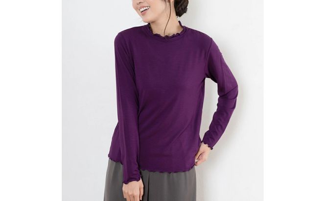 レディースハイネックカットソー 長袖 パープル M 312011_CS001VC01