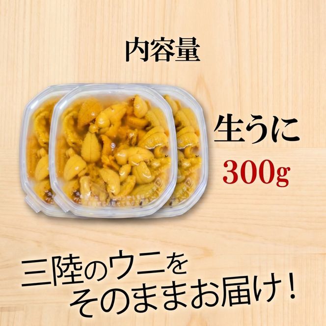 生ウニ 300g (100g×3) 冷蔵 ミョウバン不使用 ムラサキウニ 季節限定 生うに 生雲丹 天然 海鮮丼 寿司 ウニ丼 刺身 岩手県産