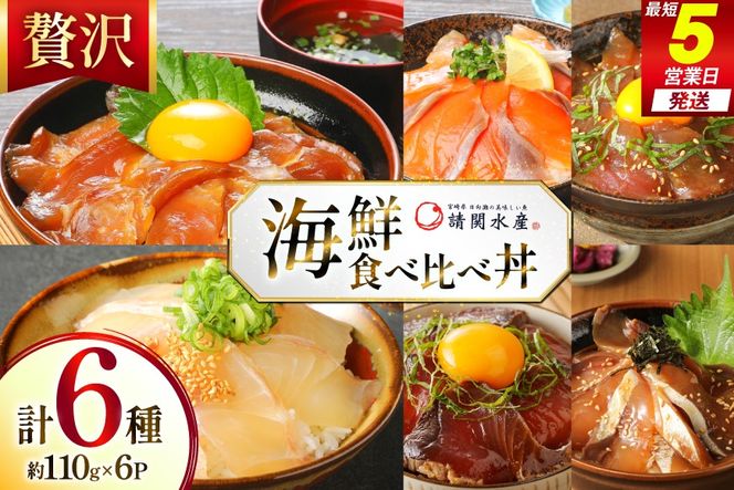海鮮丼 6種の贅沢食べ比べ丼 1p約110g 6p 真空パック [請関水産 宮崎県 日向市 452061668] 海鮮丼の具 海鮮 海鮮丼セット 食べ比べ 丼 冷凍 ギフト 漬け丼 ぶり マダイ 真鯛 かんぱち カンパチ まぐろ マグロ サーモン かつお カツオ