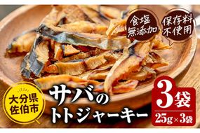 サバのトトジャーキー (計75g・25g×3袋) ジャーキー 魚 サバ 国産 大分県 佐伯市 やまろ渡邉 防災 おつまみ 常温 常温保存 【DL23】【鶴見食賓館】