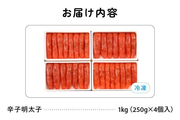 【6か月定期便】低温熟成辛子明太子　1本物・切子込　250g×4セット 全6回 R001-076