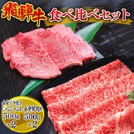 飛騨牛食べ比べセット(赤身すき焼き・しゃぶしゃぶ用500g×2、赤身焼肉用500g×2） ※離島への配送不可