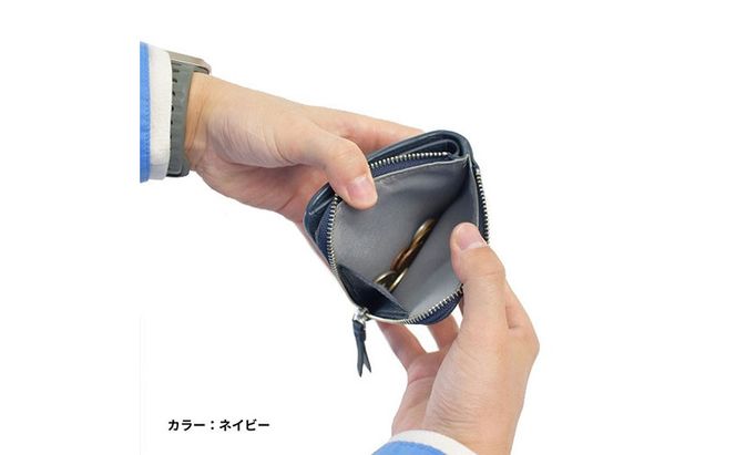 レディース本革2つ折り財布 4M3-1152（・ネイビー）