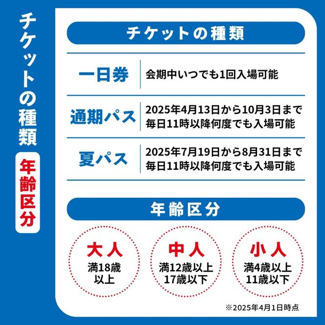 大阪関西万博一日券 中人(満12歳以上満17歳以下の方の入場チケット)会期中いつでも1回入場可能。｜中人一日券 万博 チケット EXPO 2025 [2222]