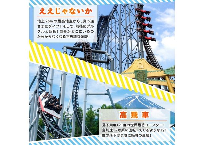 富士急ハイランドワンデイパス ペアチケット 招待券 優待券 ワンデイパス 富士急ハイランド 遊園地 山梨 富士吉田