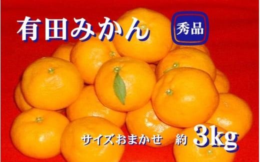 紀州有田みかん 秀品 ３kg（L・M・Sサイズおまかせ）　※2024年11月下旬頃より順次発送予定 【sml128】