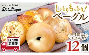 ベーグル 専門店 12個 おすすめ セット  定期便 パン 詰め合わせ 詰合せ 食べ比べ bagel 冷凍 食感 しっとり もっちり おしゃれ まとめ買い お取り寄せグルメ 頒布会 【 3ヶ月 連続定期便 】《 種類おまかせ 》 [EA004us]