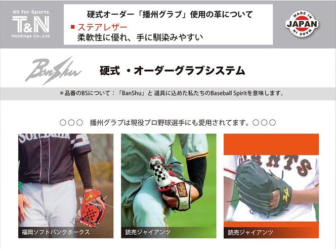 『播州グラブ』（硬式・投手用）オリジナルご当地グラブBanShu 〈BS-01〉（195-3） 硬式グラブ 硬式用 グローブ グラブ 野球 野球用品 野球道具 投手 ピッチャー 播州 Banshu banshu 高校野球対応 右投げ 左投げ
