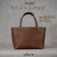 ミニトートバッグ Andy 日本製 革製品 本革 レザー 手作り カバン トート ブラウン