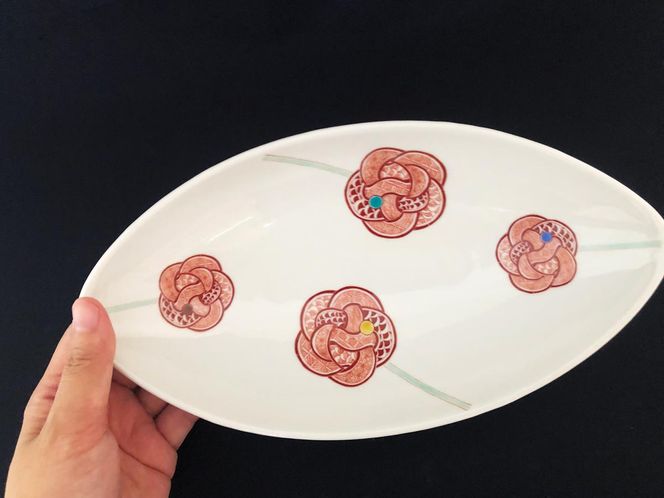 九谷焼　8.5号鉢　赤絵水引文 　a01　大志窯 食器 キッチン雑貨 キッチンアイテム 雑貨 お皿 食卓 テーブルコーディネート 盛り付け 