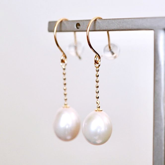 K18 18金 イエローゴールド 揺れる パール ピアス 保証書付 KO-0061 SWAD091