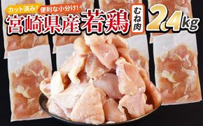 ＜宮崎県産若鶏切身 むね肉 2.4kg（300g×8袋）＞ 3か月以内に順次出荷 【 からあげ 唐揚げ カレー シチュー BBQ 煮物 チキン南蛮 小分け おかず おつまみ お弁当 惣菜 時短 炒め物 簡単料理 】 【b0770_it】