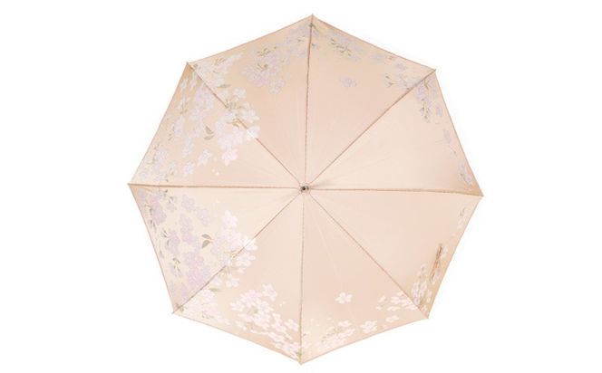 CB041【槙田商店】晴雨兼用長傘　絵おり　桜　ベージュ