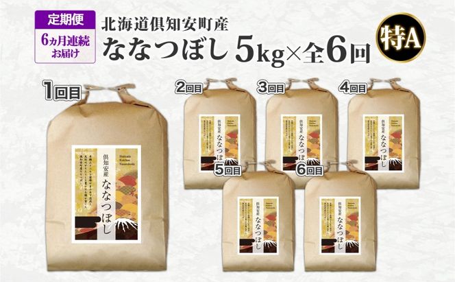 北海道 定期便 6ヵ月連続 全6回 倶知安町産 ななつぼし 精米 5kg 米 特A 白米 お米 道産米 ブランド米 契約農家 ごはん ご飯 あっさり ふわふわ 国産 人気 お取り寄せ ギフト 贈り物 備蓄 