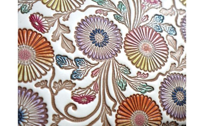 【文庫屋大関】パーソナルホルダー　更紗菊【皮革工芸品】 民芸品 雑貨 日用品 ファイル 多用途 牛革 