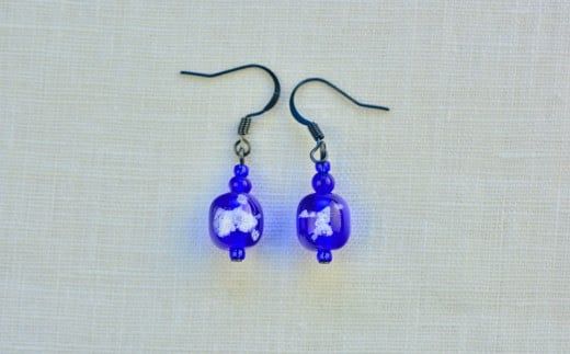 【トンボ玉】緑の風・マース玉ジュエリーセット【ネイビー】