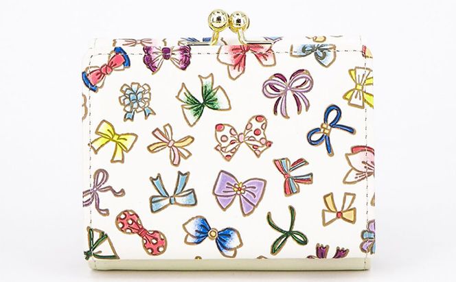 【文庫屋大関】三つ折りミニ財布　プチリボン【皮革工芸品】 ファッション 小物 民芸品 お札 カード 小銭 手のひらサイズ コンパクト 大人かわいい 牛革 手作り 国産 