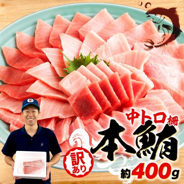 【オンライン決済限定】 【2024年12月発送】訳あり 本まぐろ 中とろ 刺身用 約400g 不定型柵 本鮪 まぐろ [PT0014-000010-202412-X2]