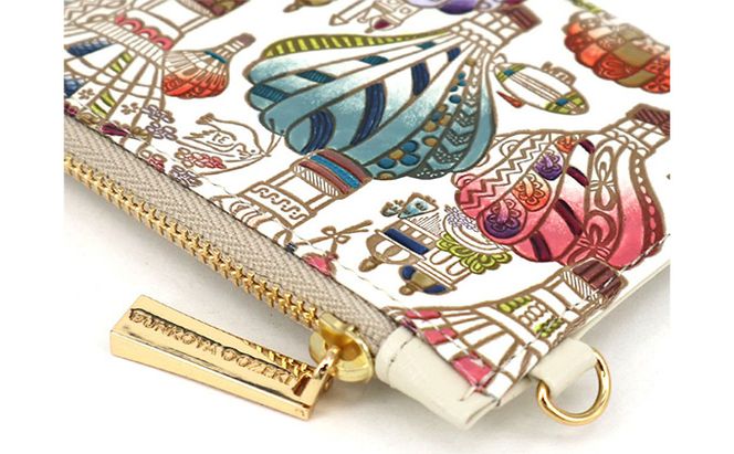 【文庫屋大関】すっきりカードケース　気球【皮革工芸品】 ファッション小物 雑貨 フラグメントケース 小銭入れ付き 収納 スマート 日本製 