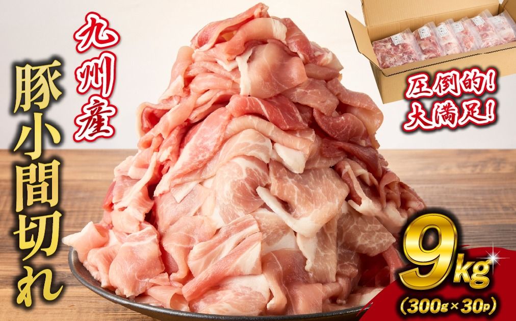 九州産豚小間切れ 9kg 300g×30P(国産 豚 豚肉 小間切れ 豚小間 豚こま 切り落とし 真空 小分け 冷凍 宮崎県 小林市 )
