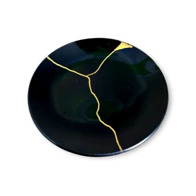 丸小皿  金継ぎデザイン 漆黒 ［NF144］ 303446_CU90067VC01